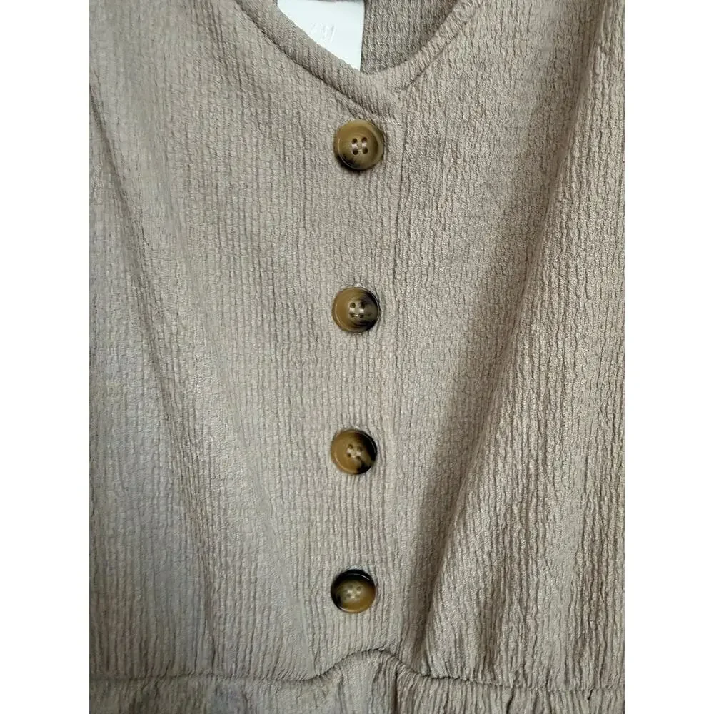 Minimalist Beige Cami Romper with Button Detail | H&M | Size S